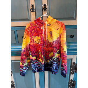 Unisex Unbranded Hoodie M Orange Yellow Psychedelic Print